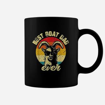 Best Goat Dad Ever Face Retro Vintage Sunset Coffee Mug - Seseable
