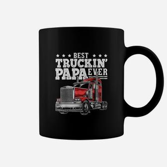 Best Truckin Papa Ever Big Rig Trucker Coffee Mug - Seseable