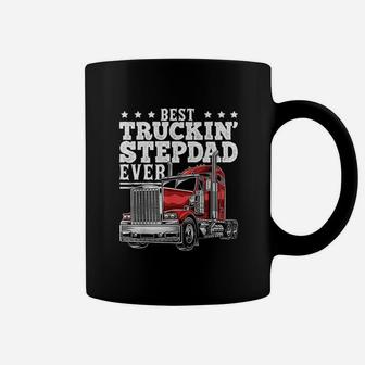 Best Trucking Stepdad Ever Big Rig Trucker Fathers Day Gift Coffee Mug - Seseable