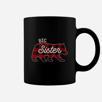 Big Sister Bear Red Buffalo Plaid Coffee Mug - Seseable