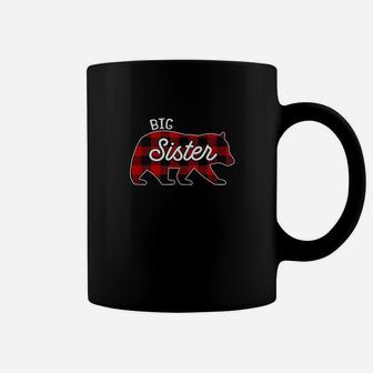 Big Sister Bear Red Buffalo Plaid Matching Family Coffee Mug - Seseable