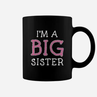 Big Sister Gift I Am A Big Sister Cute Girls Fitted Kids Coffee Mug - Seseable