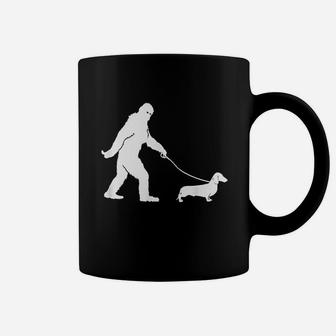 Bigfoot Sasquatch Walking Dachshund Dog Lovers Gift Coffee Mug - Seseable
