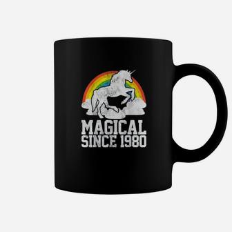 Birthday Gift Vintage Magical Since 1980 Funny Unicorn Coffee Mug - Seseable