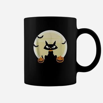 Black Cat And Full Moon Coffee Mug - Seseable