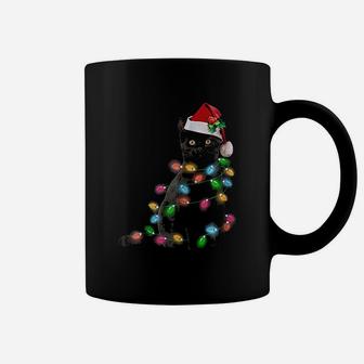 Black Cat Christmas Light Coffee Mug - Seseable