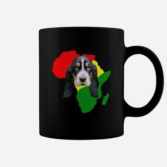 Black History Month African Map Basset Hound Gift For Pet Lovers Proud Black Coffee Mug - Seseable