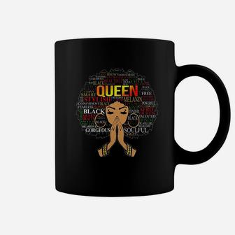Black Queen Words Art Afro Natural Hair Melanin Poppin Gift Coffee Mug - Seseable