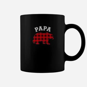 Black Red Gingham Plaid Papa Bear Pajama Coffee Mug - Seseable