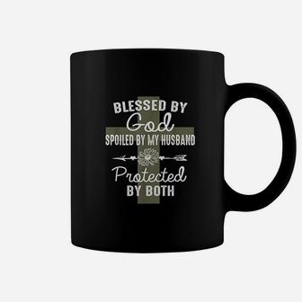 Blessed By God Spoiled By Husband Christian Wife Gift Coffee Mug - Seseable