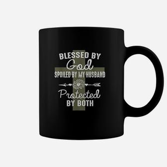 Blessed By God Spoiled By Husband Christian Wife Gift Coffee Mug - Seseable