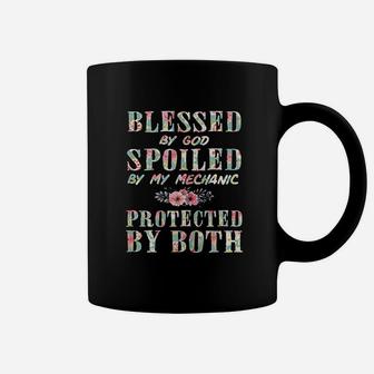 Blessed By God Spoiled By My Mechanic Wife Women Gift Coffee Mug - Seseable