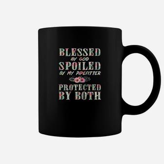 Blessed By God Spoiled By My Pipefitter Wife Coffee Mug - Seseable