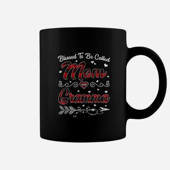 Blessed To Be Called Mom And Gramma Red Plaid Christmas Coffee Mug | Seseable CA