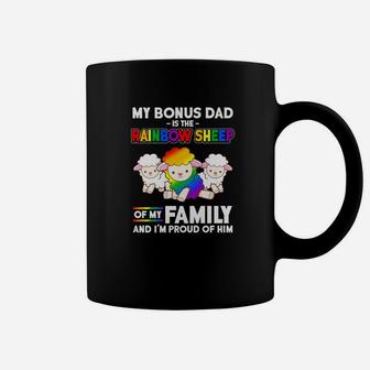 Bonus Dad Rainbow Sheep Family Proud Gay Pride Coffee Mug - Seseable