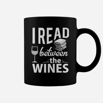 Book Wine Lover Gift Funny I Read Between The Wines Coffee Mug - Seseable