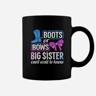 Boots Or Bows Big Sister Gender Reveal Baby Announcement Coffee Mug - Seseable
