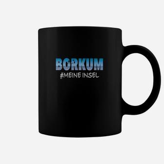 Borkum #MeineInsel Schriftzug Tassen, Souvenir Schwarz Tee - Seseable