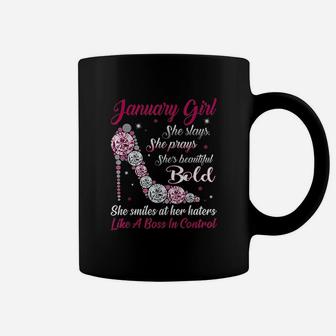 Born In January Girl She Slay Pray Beautiful Bold Coffee Mug - Seseable