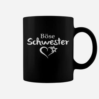 Böse Schwester Schwarzes Tassen mit Herzstern-Motiv, Lustiges Geschenk - Seseable