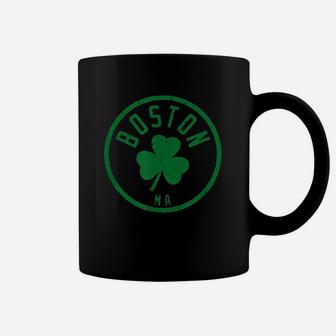 Boston Basketball Shamrock Massachusetts Vintage Distressed Coffee Mug - Seseable