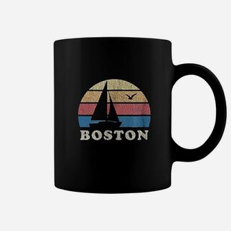 Boston Ma Vintage Sailboat 70s Throwback Sunset Coffee Mug - Seseable
