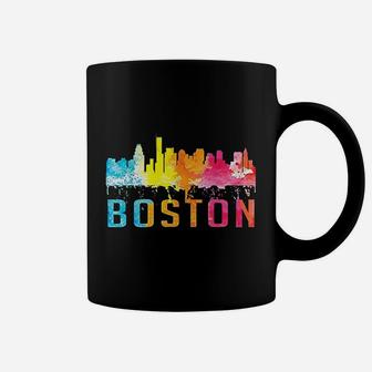 Boston Massachusetts Retro Watercolor Skyline Souvenir Coffee Mug - Seseable
