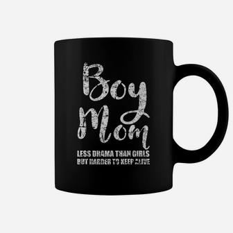 Boy Mom Less Drama Girls Mother Mommy Son Distressed Coffee Mug - Seseable