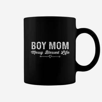Boy Mom Messy Blessed Life Mother And Son Coffee Mug - Seseable