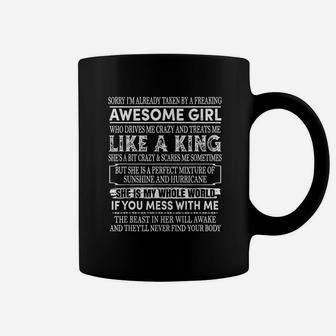 Boyfriend Sorry I Am Taken By An Awesome Freaking Girlfriend Coffee Mug - Seseable
