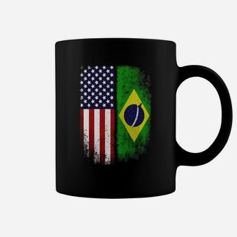 Brazilian American Flag T-shirt Brazil Pride Heritage Tee Coffee Mug - Seseable