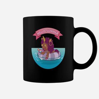 Brown Unicorn Hello Summer Afro Black Girl Magic Coffee Mug - Seseable