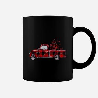Buffalo Red Plaid Hearts Vintage Truck Cute Valentine's Day Coffee Mug - Seseable