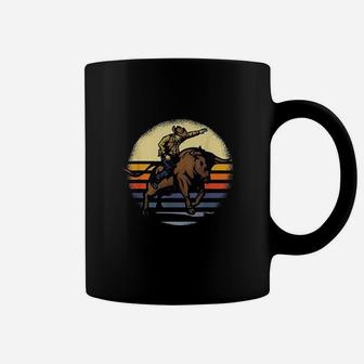 Bull Riding Rodeo Rider Cowboy Western Vintage Retro Gift Coffee Mug - Seseable