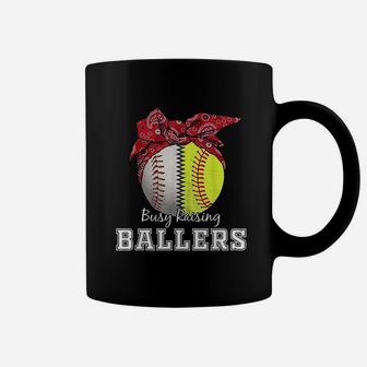 Busy Raising Ballers Softball Baseball Baseball Mom Gift Coffee Mug - Seseable