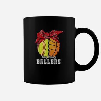 Busy Raising Ballers Softball Basketball Gift Basketball Mom Coffee Mug - Seseable