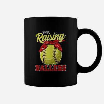 Busy Raising Softball Ballers Sports Mom Coffee Mug - Seseable