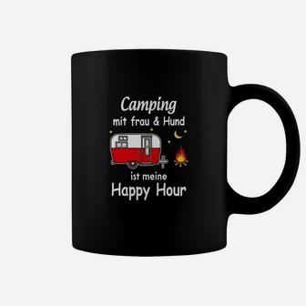 Camping mit Frau & Hund Tassen, Lustiges Happy Hour Tassen - Seseable