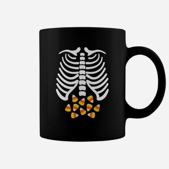 Candy Corn Skeleton Rib Cage Halloween Costume T Shirt Coffee Mug - Seseable