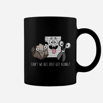 Cant We All Just Get Along Rock Paper Scissors Coffee Mug - Seseable