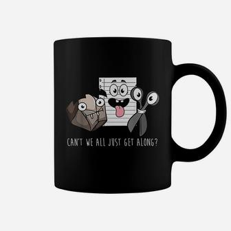 Cant We All Just Get Along Rock Paper Scissors Coffee Mug - Seseable
