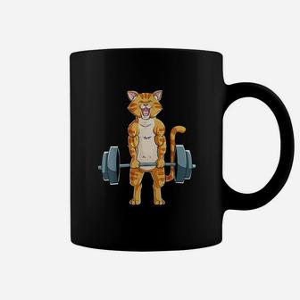 Cat Deadlift Powerlifting Gym Lifting Weights Coffee Mug - Seseable