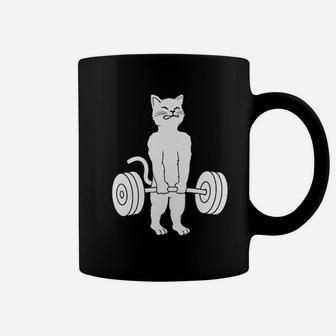 Cat Deadlift Powerlifting Kitty Muscle Cat Coffee Mug - Seseable