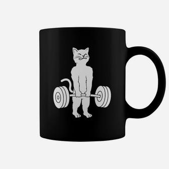 Cat Deadlift Powerlifting Kitty Muscle Cat Coffee Mug - Seseable