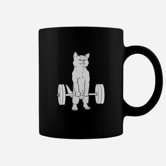 Cat Deadlift Powerlifting T-shirt Coffee Mug - Seseable