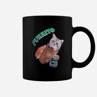 Cat In A Burrito Funny Mexican Food Kitty Salsa Coffee Mug - Seseable
