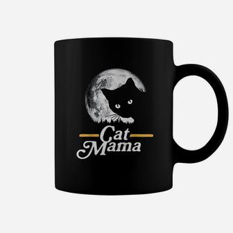Cat Mama Vintage Eighties Style Cat Retro Full Moon Coffee Mug - Seseable