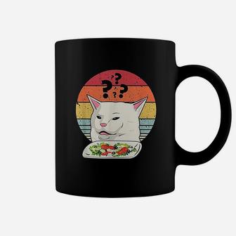 Cat Meme Funny Retro Yelling At Cats Eating Salad Coffee Mug - Seseable