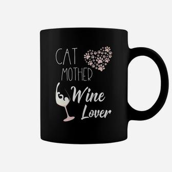 Cat Mother Wine Lover Heart Full Of Paws Cat Mom Coffee Mug - Seseable