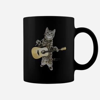 Cat Playing Acoustic Guitar T-shirt Cool Musician Guitarist Coffee Mug - Seseable